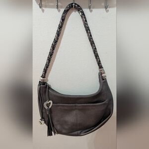 Brighton Barbados Hobo Bag Purse Shoulder Bag Leather Metallic Braided Strap